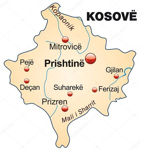 Das land, das die geopolitik der welt veränderte, um für sich selbst treu zu. Karte von kosovo - Vektorgrafik: lizenzfreie Grafiken ...