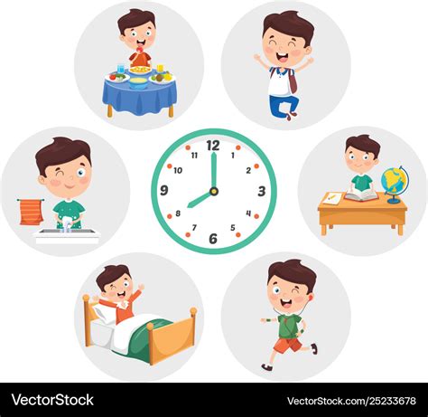 Kid Daily Routine Activities Royalty Free Vector Image