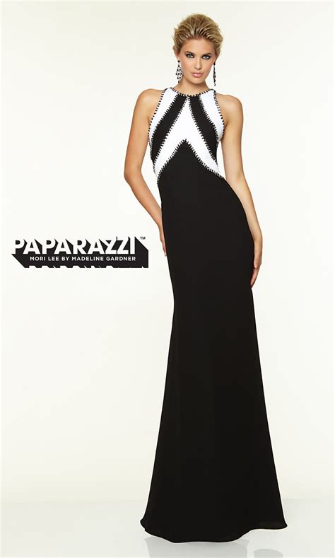 Long Black And White Prom Dress By Mori Lee