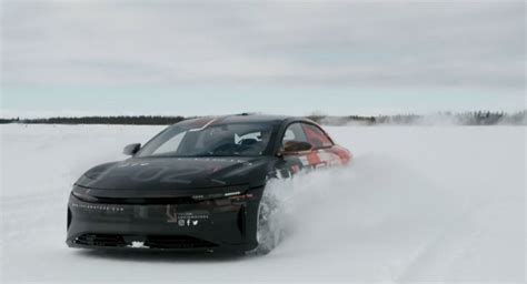 Watch Lucid Air Play On Snow And Ice As Part Of Its Development Carscoops