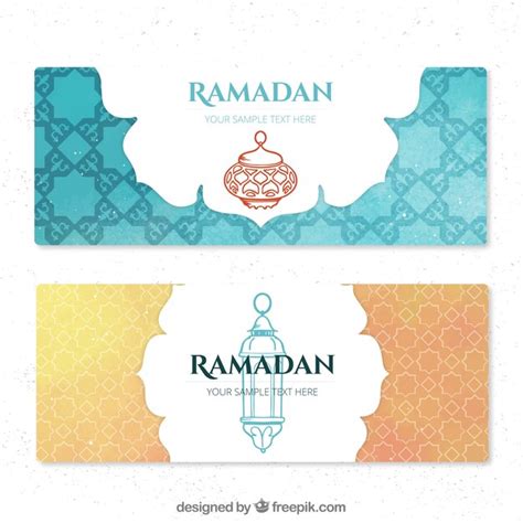 Free Vector Set Of Ramadan Banners With Ornaments