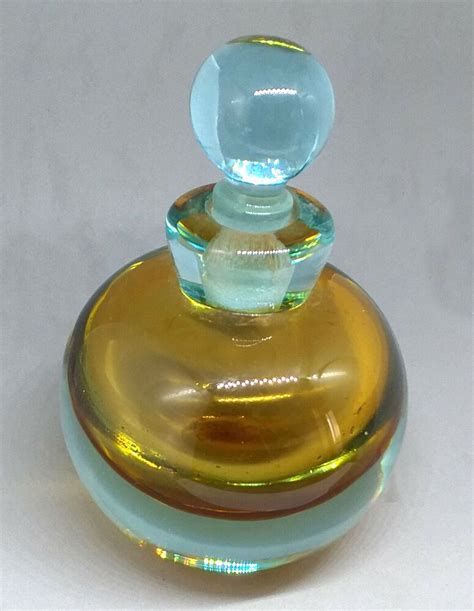 Glass Perfume Murano Bottle Vintage Italy Hand Blown Venetian Stopper