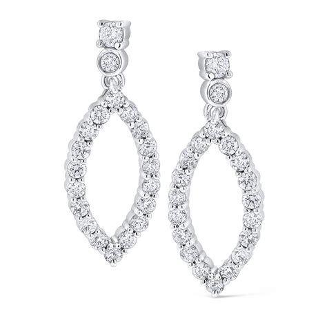 Gold And Diamond Marquis Shape Statement Earrings