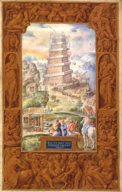 Tower Of Babel 1546 Nitalian Ms Illumination 1546 Poster Print By