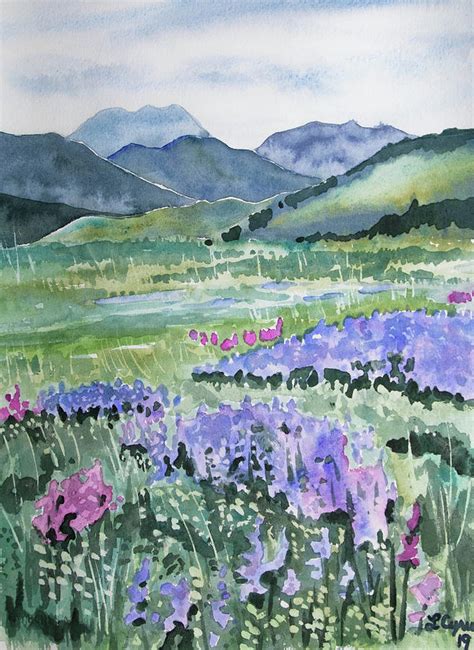 Watercolor North Table Mountain Spring Landscape