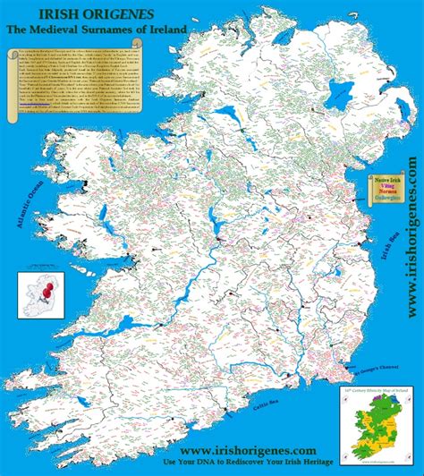 Surnames Of Ireland Map Irish Ts And Crafts