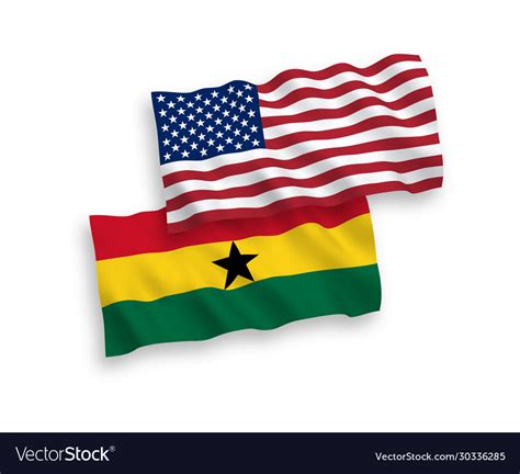Flags Ghana And America On A White Background Vector Image