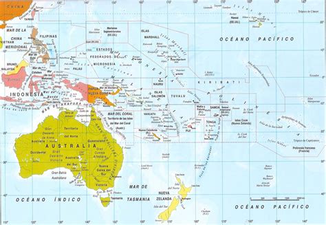 Mapa Político Da Oceania Learnbraz