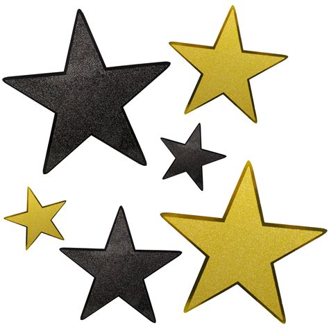 Black And Gold Glitter Star Cutouts