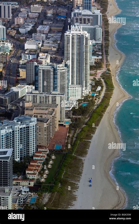 Aerial View Above South Beach Miami Florida Stock Photo Alamy