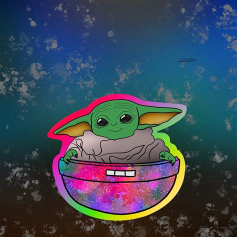 Galaxy Baby Yoda Sticker Etsy