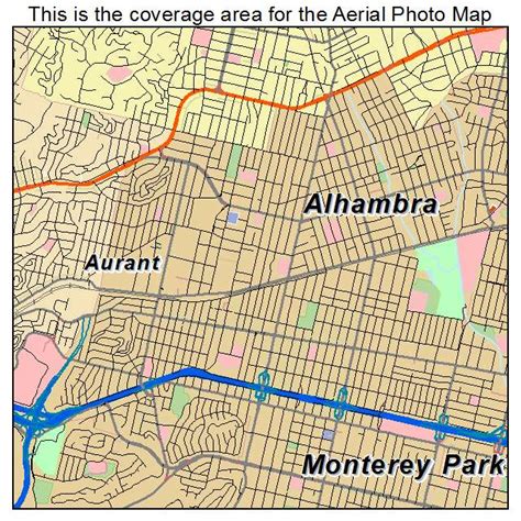 Aerial Photography Map Of Alhambra Ca California