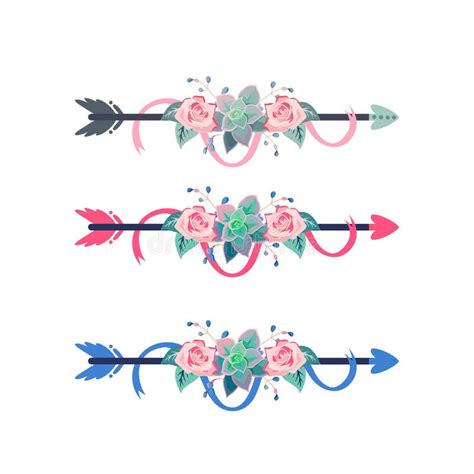 Set Of Arrows With Flowers Stock Vector Illustration Of Ornament
