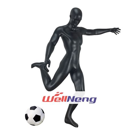 High Quality Fiberglass Black Playing Football Soccer Player Athletic