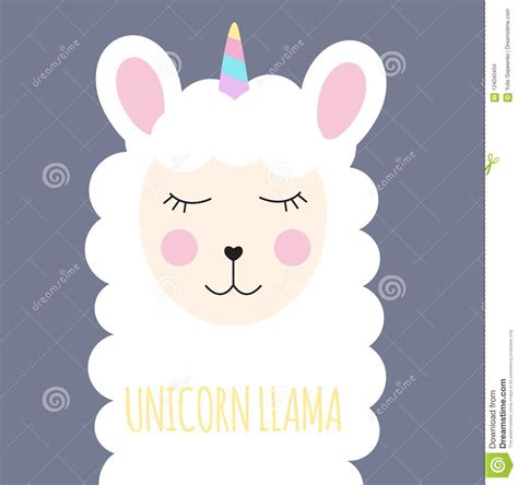 Little Cute Unicorn Llama For Card And Shirt Design Vector