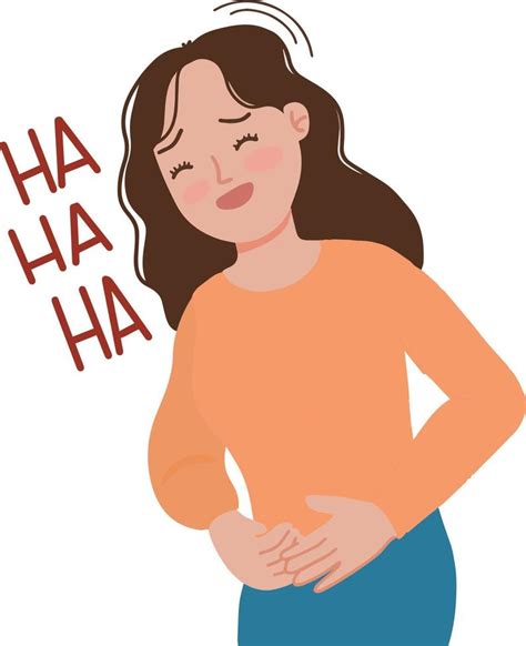 Portrait Of Young Woman Burst Out Laughing While Holding Her Stomach