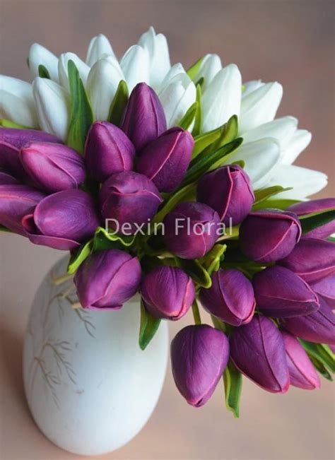 12pcs natural real touch white purple pink artificial silk mini tulips bunch for wedding bridal