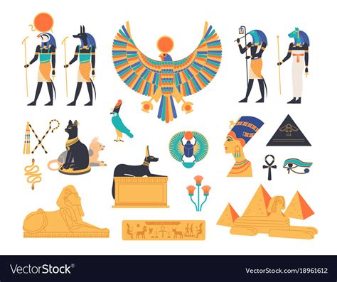 Ancient Egypt Collection Gods Deities Royalty Free Vector