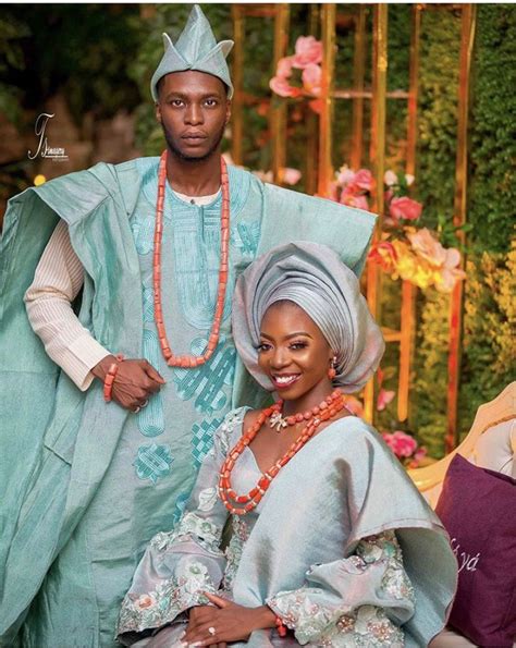 Yoruba Couple Traditional Wedding Outfit~ Nigerian Weddings African Traditional Wedding Dress