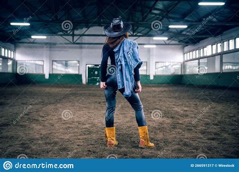 Caucasian Attractive Female Posing In The Barn Stock Image Image Of