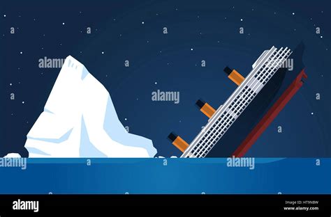 Shipwreck Titanic Iceberg Transatlantic Sank Vector Illustration