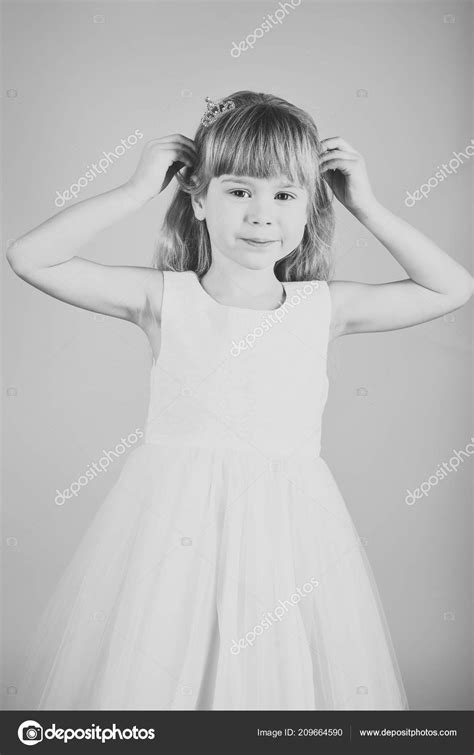 Child Girl In Stylish Glamour Dress Elegance Fashion And Beauty