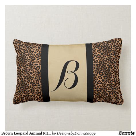 Brown Leopard Animal Print Pattern Monogram Lumbar Pillow Zazzle