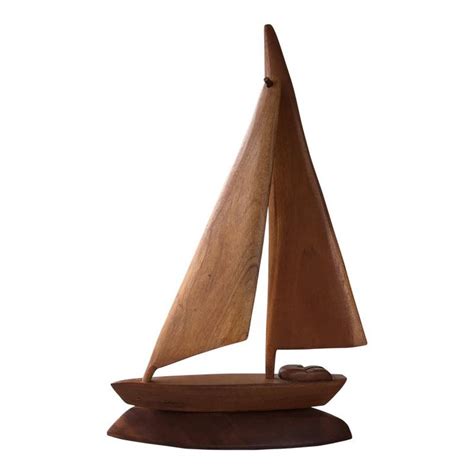 Vintage Carved Wood Sailboat Sculpture Wood Carving For Beginners
