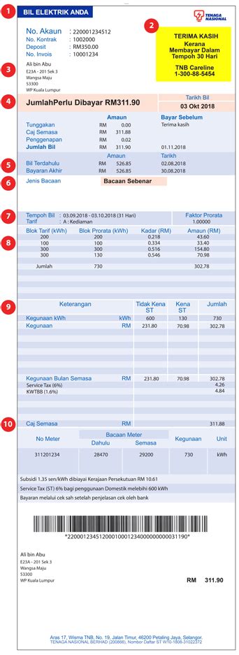 People can easily call, sms or whatsapp you on that number. Current Bill Format - Tenaga Nasional Berhad