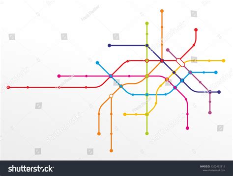 Abstract Metro System Map Stations Different Stock Illustration