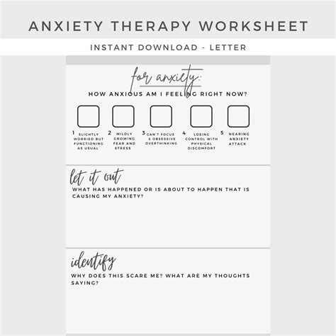 Anxiety Therapy Worksheet Mental Health Depression Anxiety Therapy