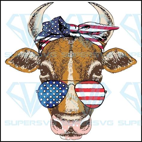 happy 4 of july 4th of july cow png cute poster cricut vinyl scrapbooking projects