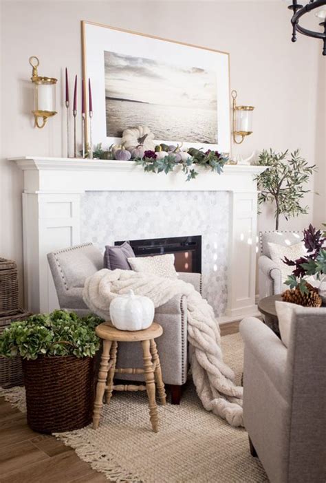 Elegant Fall Mantel Ideas In The Living Room Homemydesign