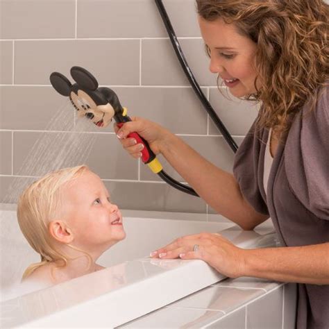 The Mickey Mouse Shower Head Features A Non Slip Rubber Grip That