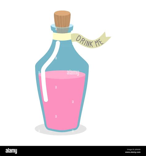Drink Me Potion Pinc Magic Elixir In Bottle Illustration For Alice In
