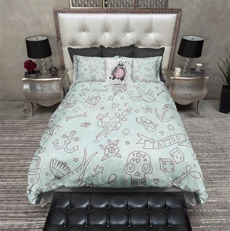 The ultimate in comfort, style and value. Rockabilly Love Tattoo Bedding Collection | Duvet bedding ...