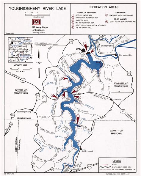 1995 Map Of Youghiogheny River Lake Pennsylvania Etsy UK