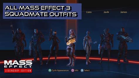 All Mass Effect 3 Squadmate Outfits Mass Effect Legendary Edition