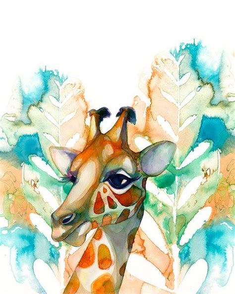 长颈鹿，我要它；emma Bazan Giraffe Art Giraffe Painting Animal Art