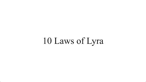 Laws Of Lyra Youtube