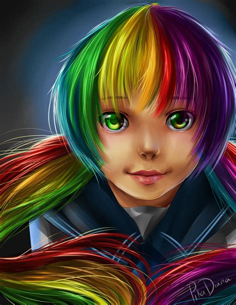 Rainbow Hair Anime Boy