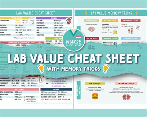 Lab Value Cheat Sheet Memory Tricks Nursing Guides Etsy Canada