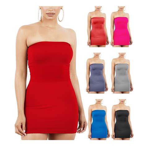 2 Pack Womens Strapless Stretchy Seamless Tight Fit Body Con Mini Tube