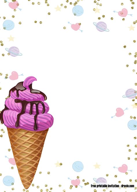 Ice Cream Party Invitation Template Free Printable Templates
