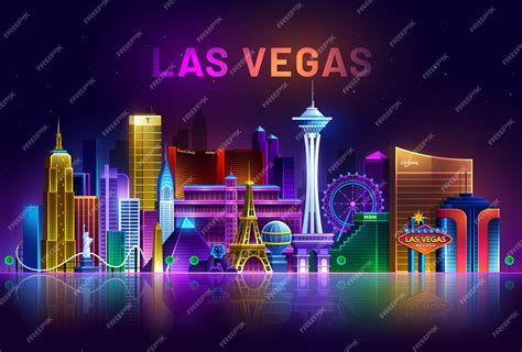 Premium Vector Las Vegas Skyline Nevada Cityscape Illuminated By Neon