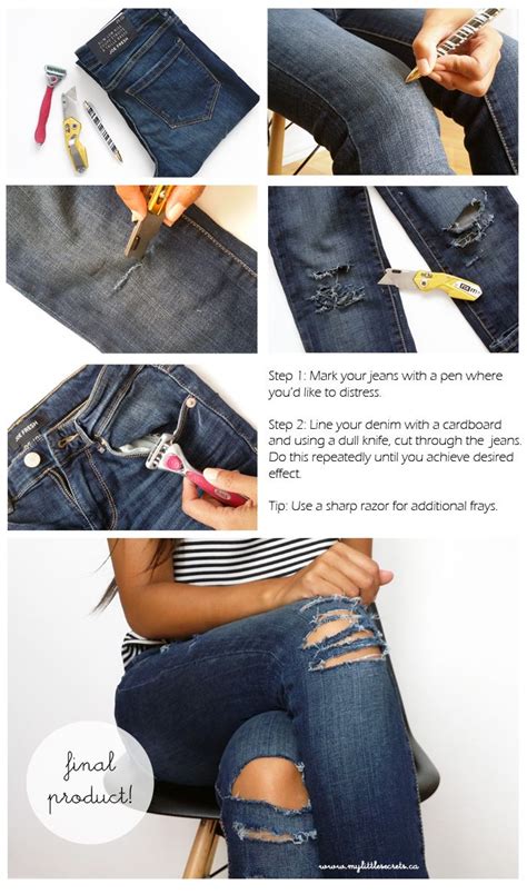 To start, cut horizontal strips half an inch apart. How To Make Your Own Ripped Jeans | DIY ideas, Clothes and ...