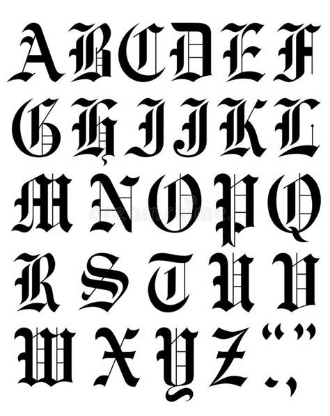 An Old English Alphabet With The Letters And Numbers In Gothic Style