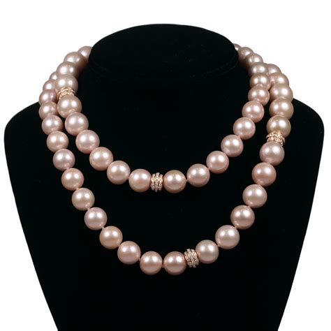 Large Pink Pearl Necklace House Of Kahn Estate Jewelers