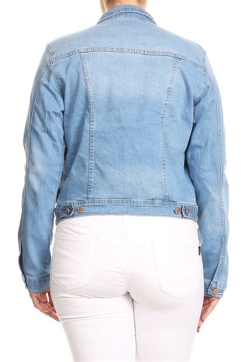 Jkt102ps Womens Plus Size Premium Denim Jackets Long Sleeve Loose