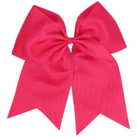 Hot Pink Cheer Bow For Girls Large Hair Bows With Ponytail Holder Ribb